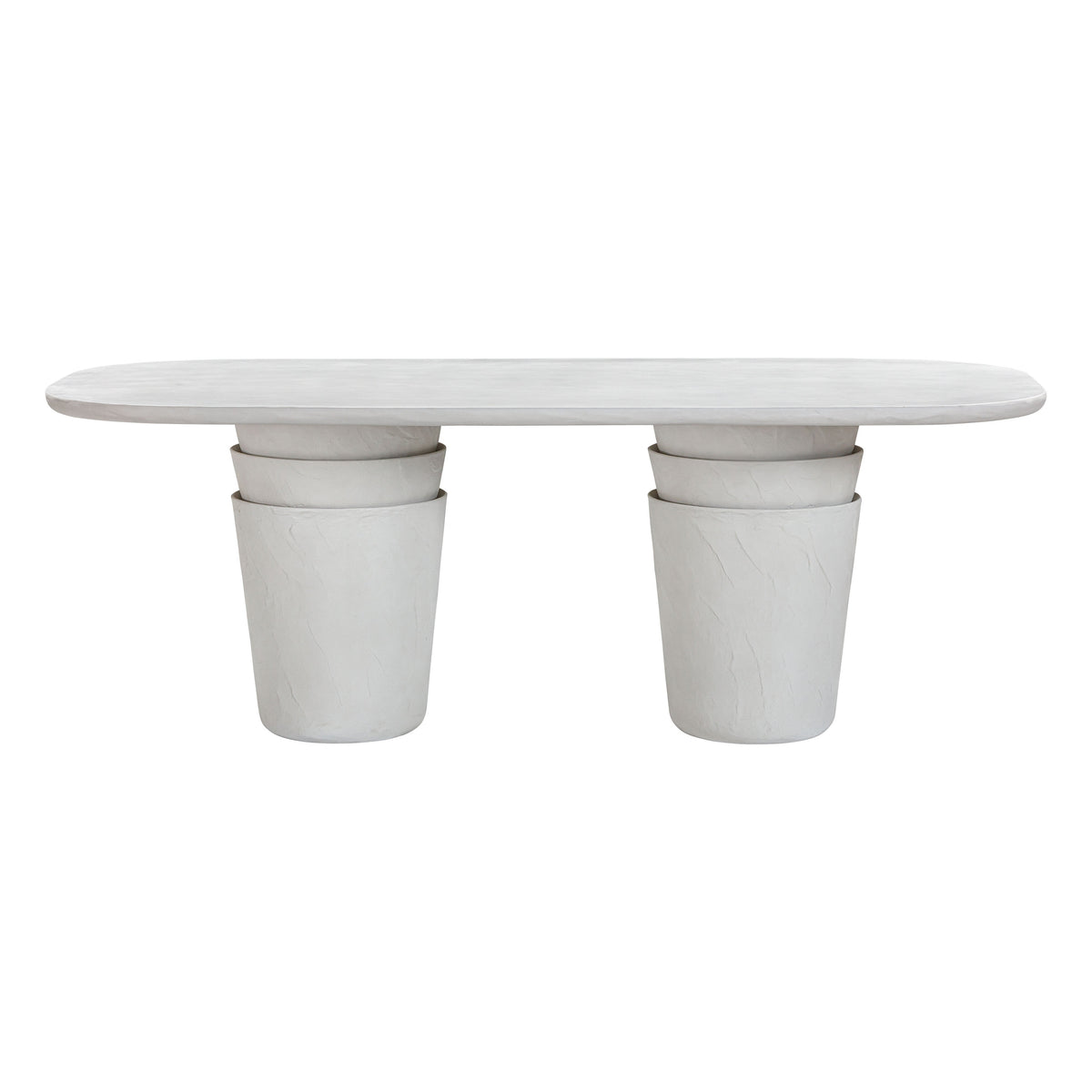 Margot 83" Light Grey Faux Plaster Indoor/Outdoor Concrete Oval Dining Table by TOV Furniture – photo 3 of 7