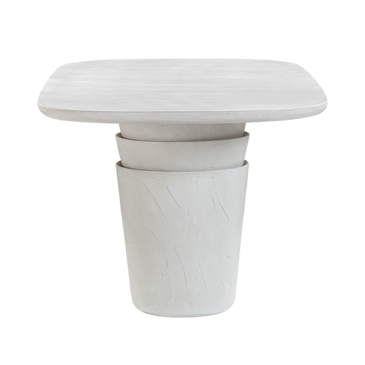 Margot 83" Light Grey Faux Plaster Indoor/Outdoor Concrete Oval Dining Table by TOV Furniture – photo 4 of 7
