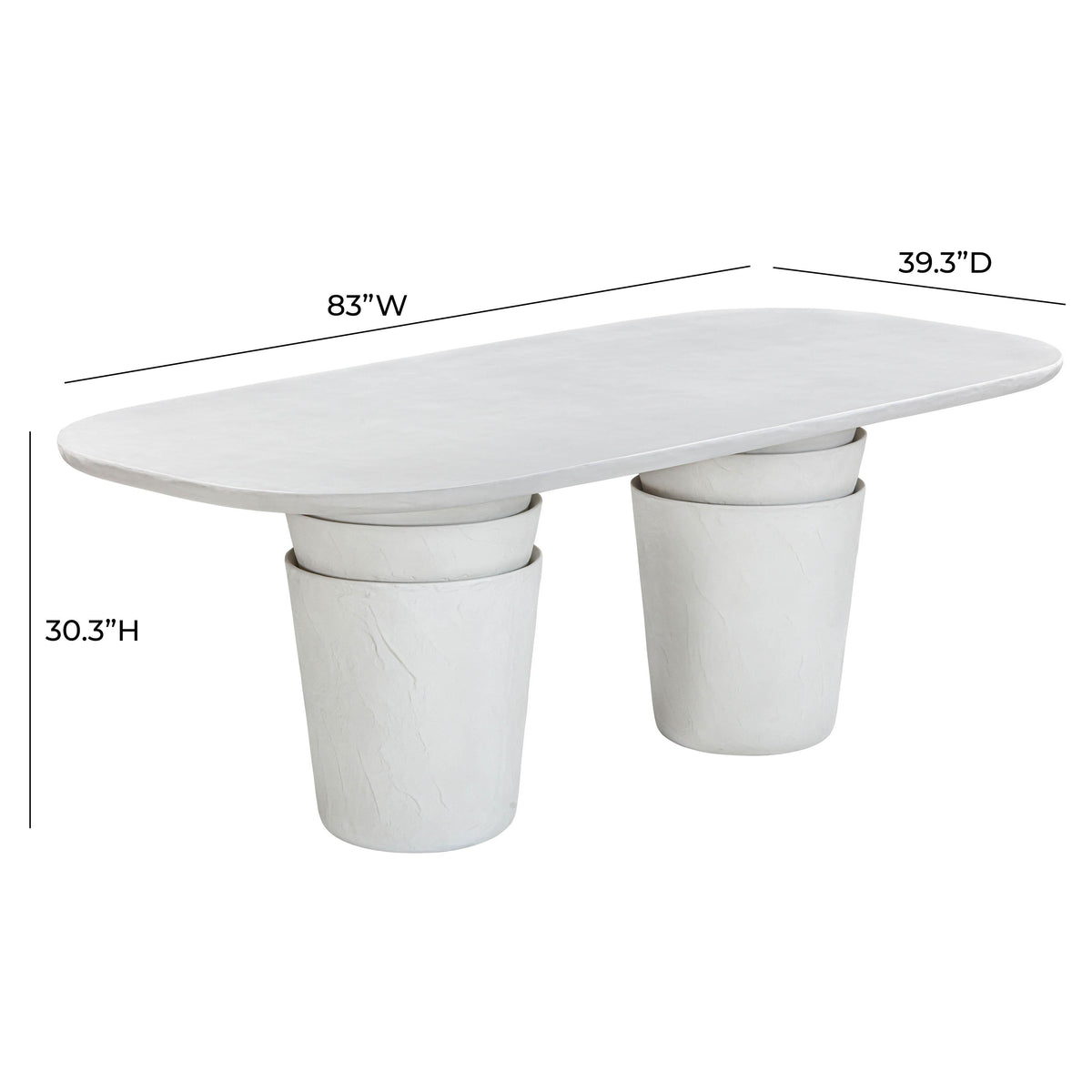 Margot 83" Light Grey Faux Plaster Indoor/Outdoor Concrete Oval Dining Table by TOV Furniture – photo 7 of 7