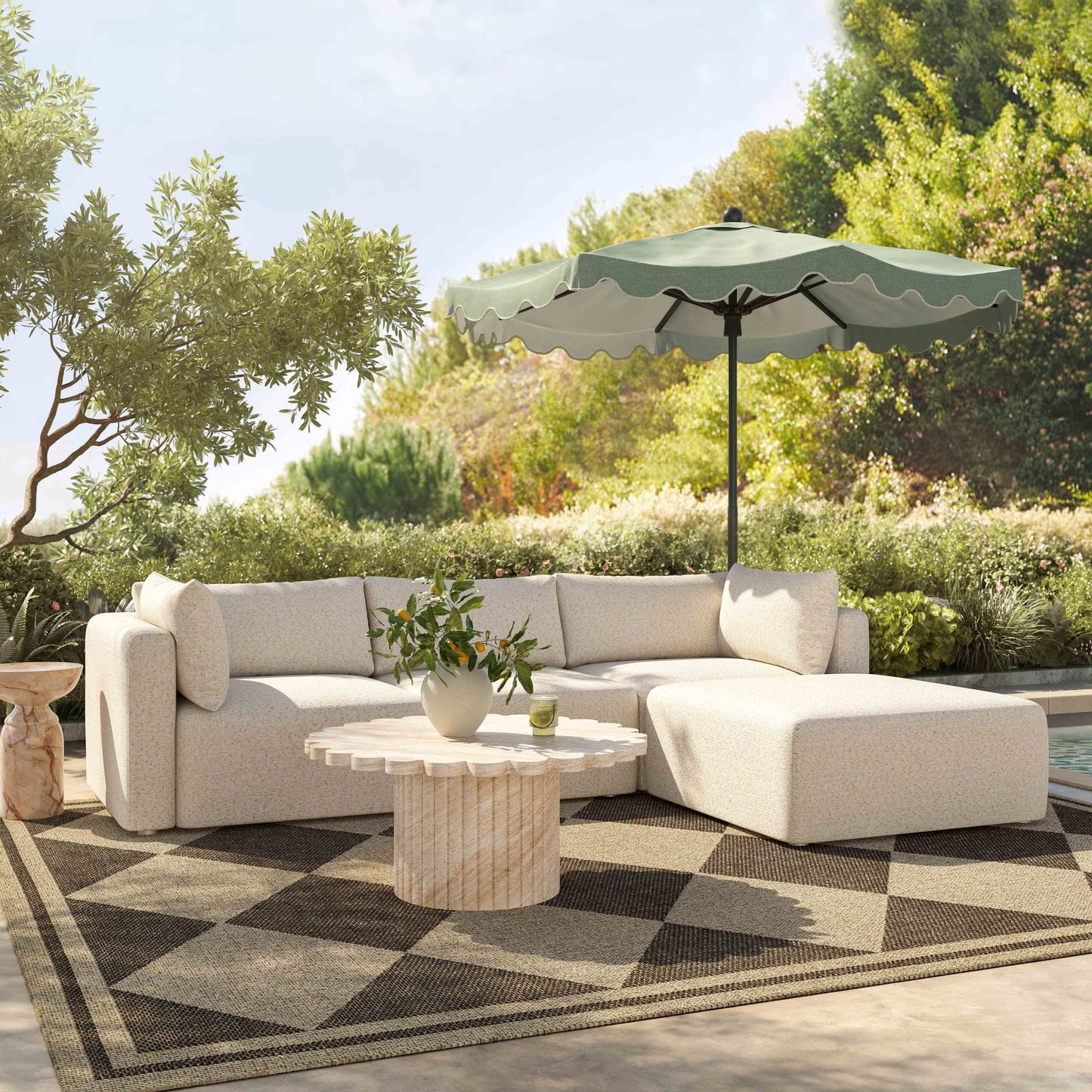 Hangover 4-Piece Cream Performance Fabric Outdoor Modular Sectional Cream by Tov Furniture