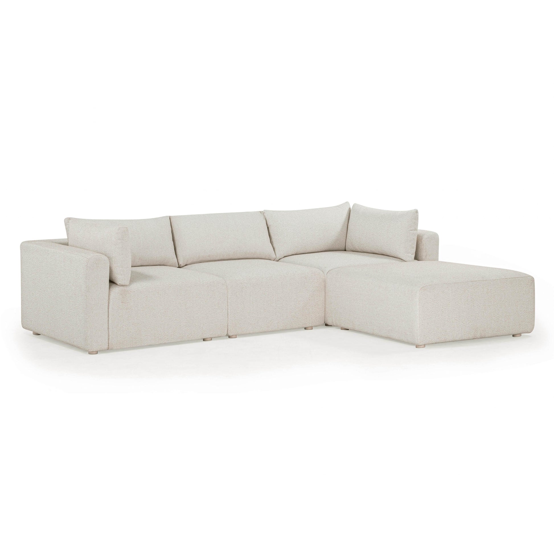 Hangover 4-Piece Cream Performance Fabric Outdoor Modular Sectional Cream by Tov Furniture