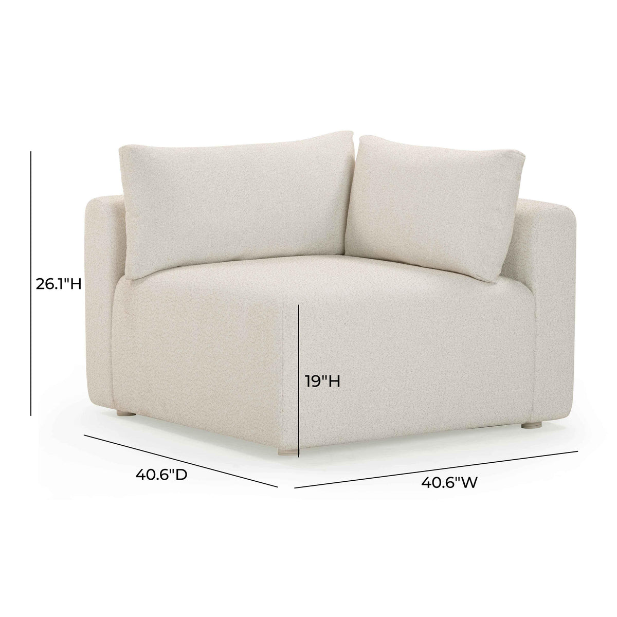 Hangover Cream Performance Fabric Outdoor Modular Corner Chair by TOV Furniture – photo 7 of 8