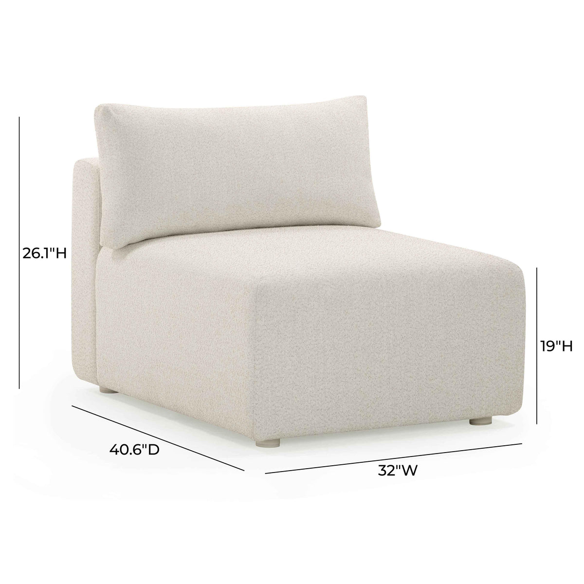 Hangover Cream Performance Fabric Outdoor Modular Armless Chair by TOV Furniture – photo 7 of 8