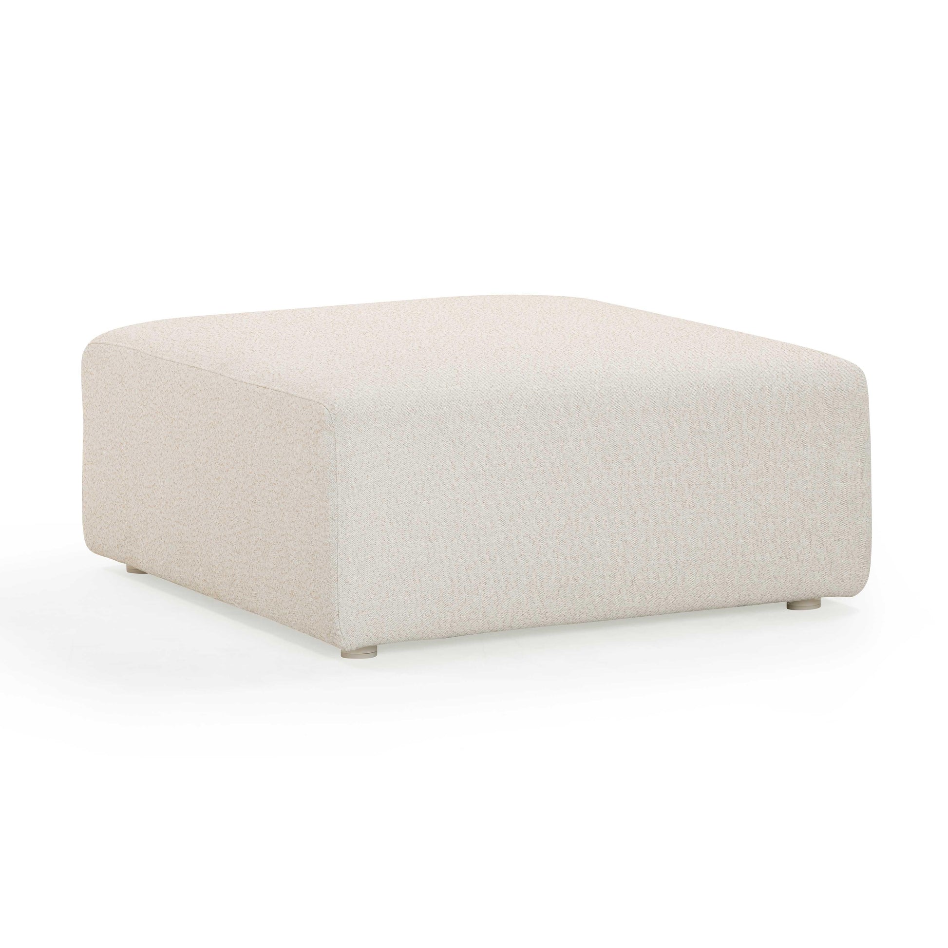 Hangover Cream Performance Fabric Outdoor Ottoman Cream by Tov Furniture
