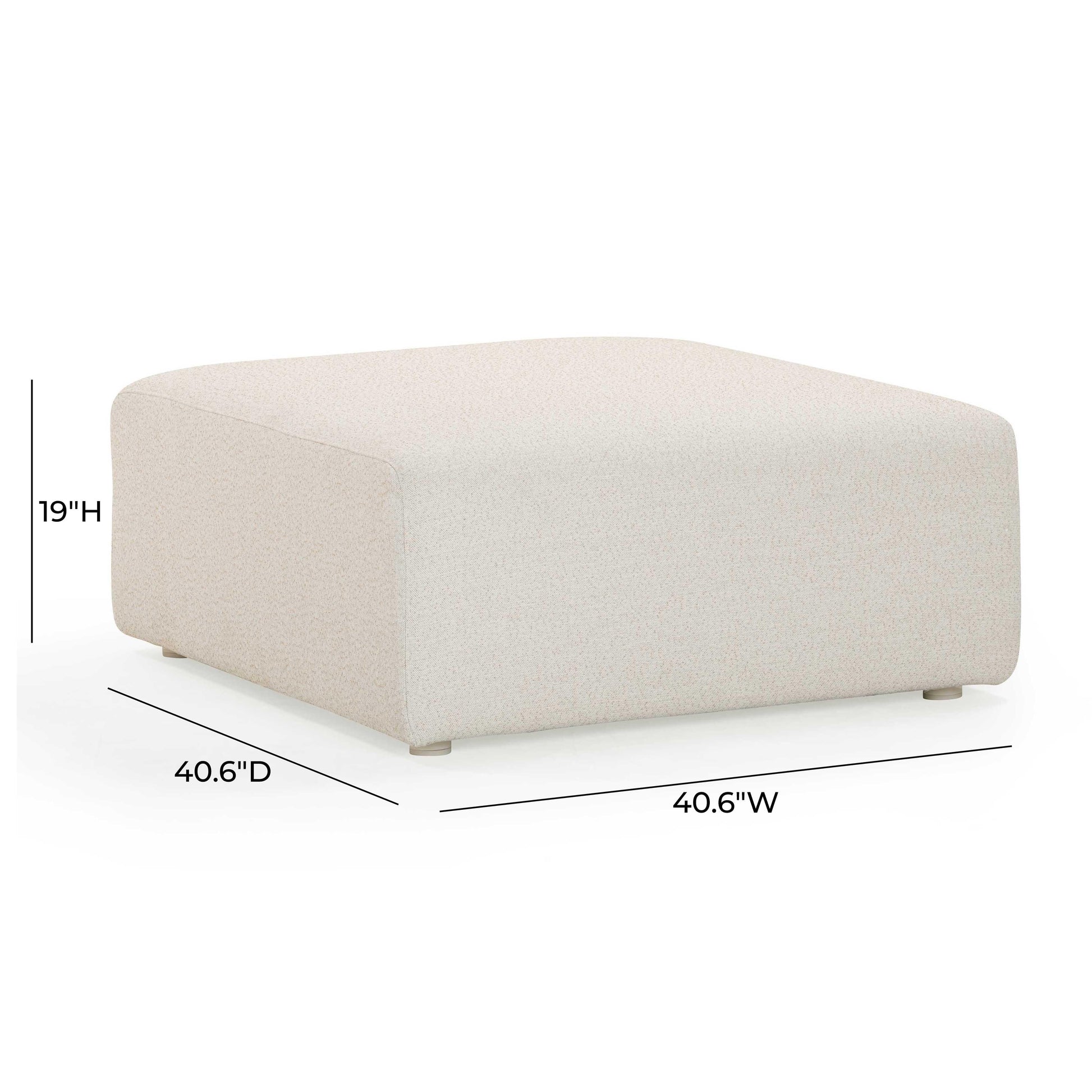 Hangover Cream Performance Fabric Outdoor Ottoman Cream by Tov Furniture