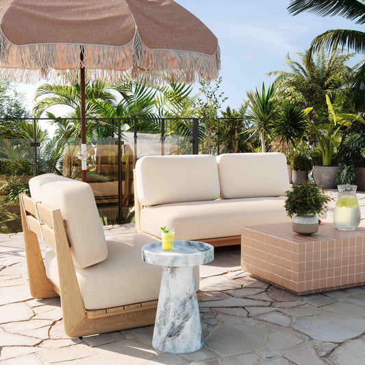 Reavan Cream Performance Fabric Outdoor Lounge Chair by TOV Furniture – photo 2 of 7