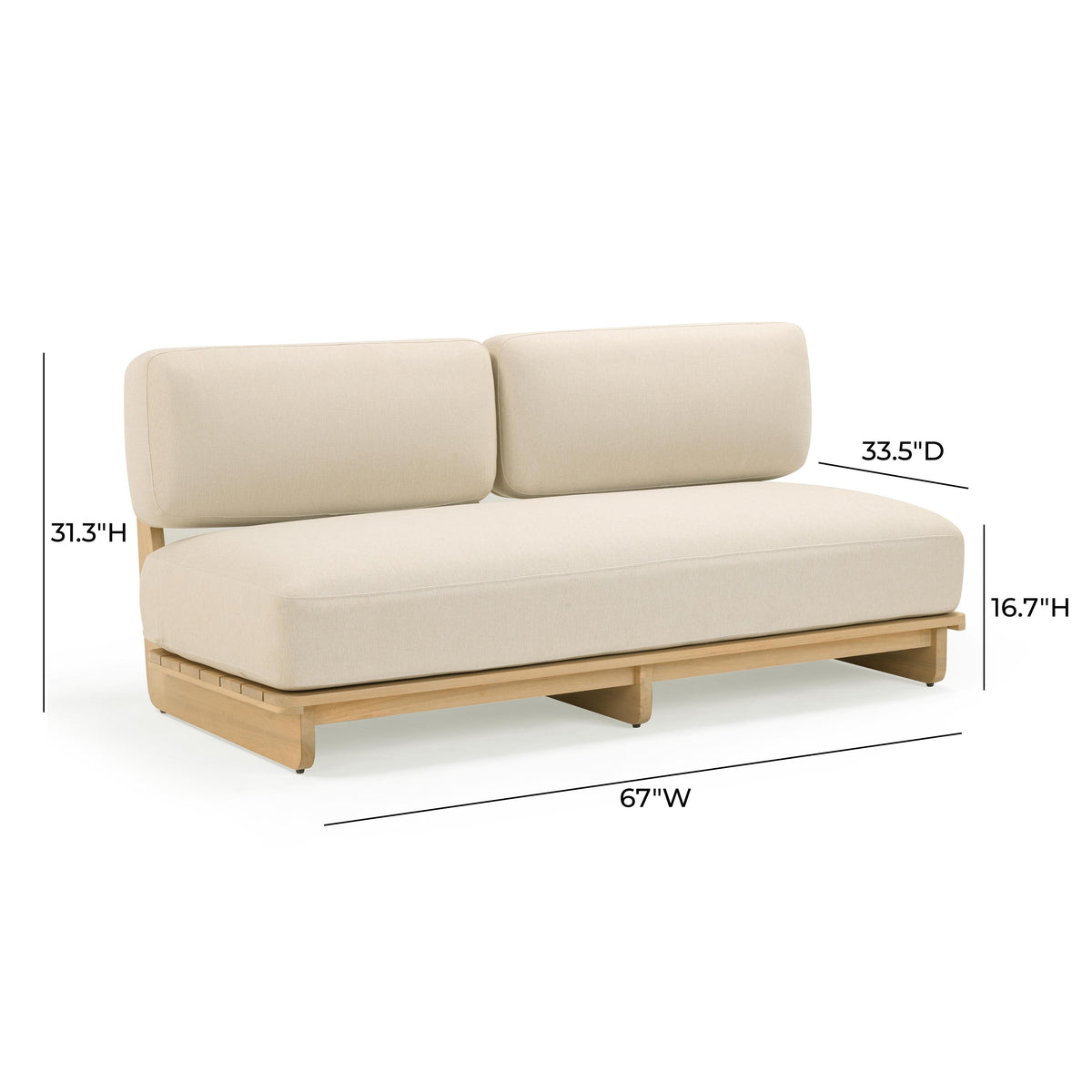 Reavan 67" Cream Performance Fabric Outdoor Lounge Sofa by TOV Furniture – photo 7 of 8