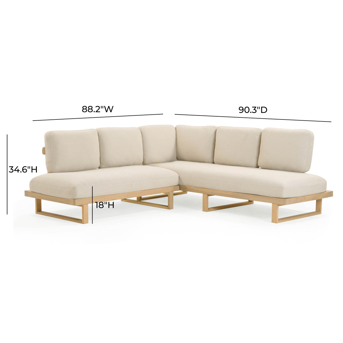 Evan 2-Piece Cream Performance Fabric Outdoor L-Shaped Sectional by TOV Furniture – photo 8 of 9