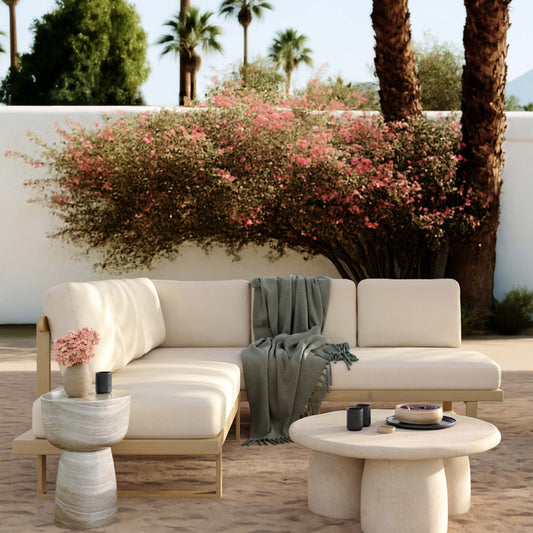Evan 2-Piece Cream Performance Fabric Outdoor L-Shaped Sectional by TOV Furniture – photo 2 of 9