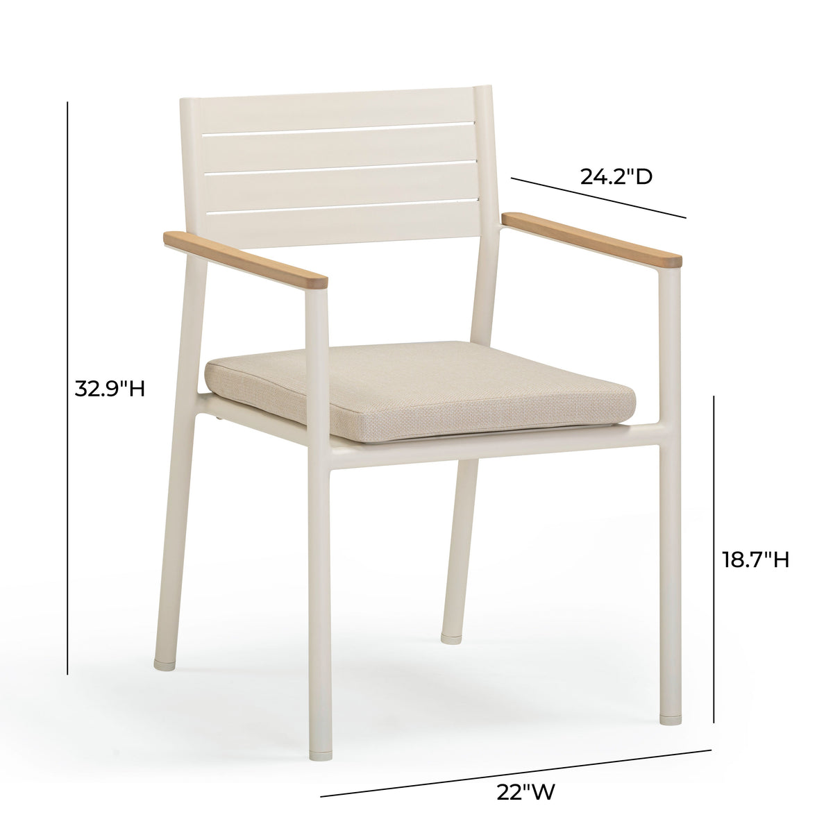 Sardinia Cream Performance Fabric Outdoor Dining Chair - Set of 2 by TOV Furniture – photo 8 of 9