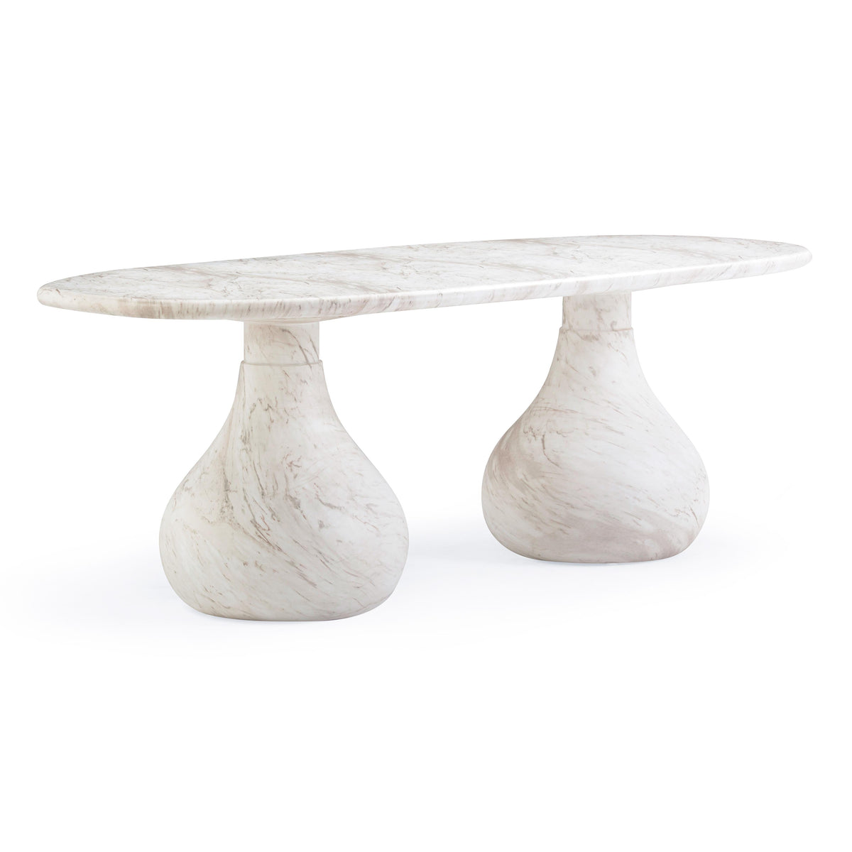 Smooch White Faux Marble Print Indoor / Outdoor 87" Oval Dining Table by TOV Furniture – photo 1 of 9