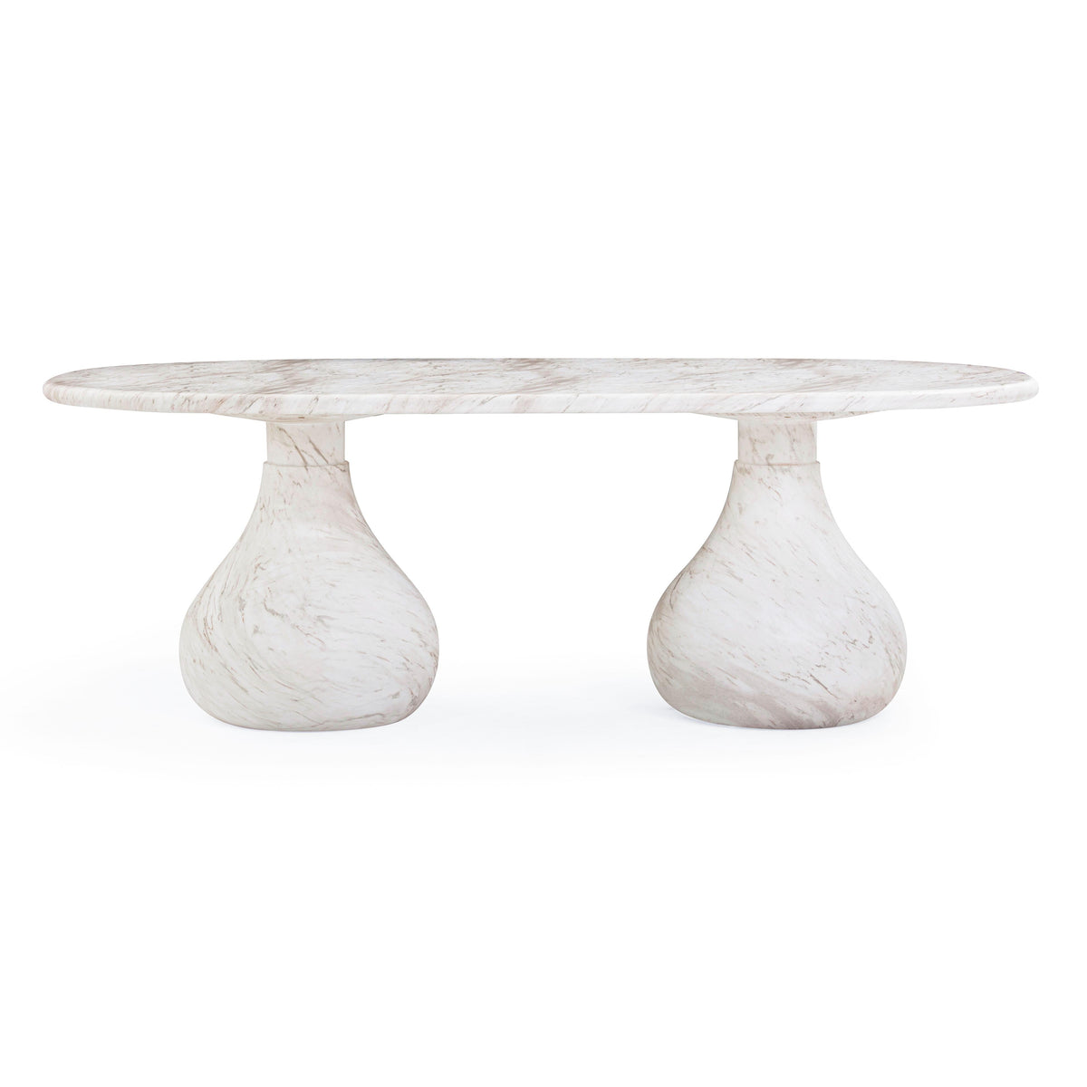 Smooch White Faux Marble Print Indoor / Outdoor 87" Oval Dining Table by TOV Furniture – photo 3 of 9