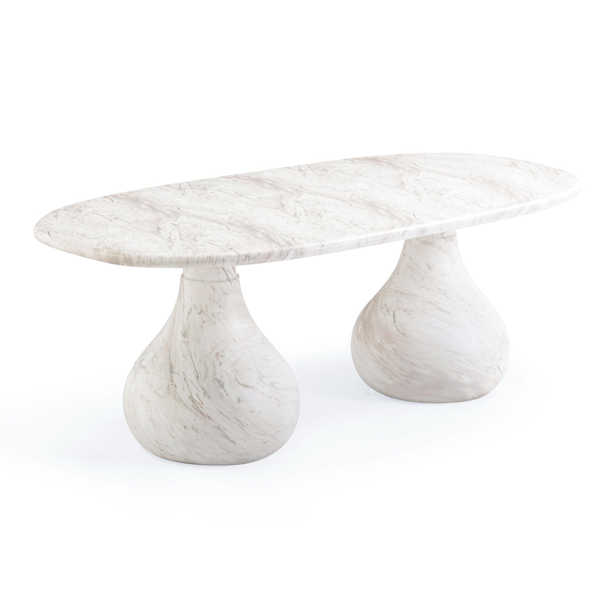 Smooch White Faux Marble Print Indoor / Outdoor 87" Oval Dining Table by TOV Furniture – photo 4 of 9