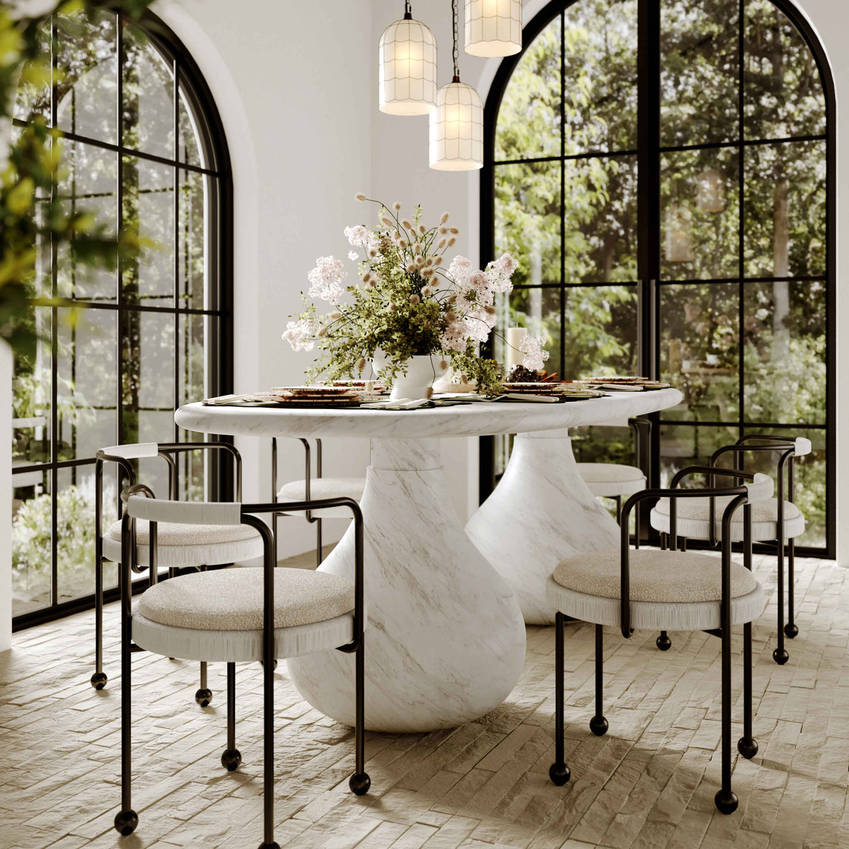 Smooch White Faux Marble Print Indoor / Outdoor 87" Oval Dining Table by TOV Furniture – photo 2 of 9