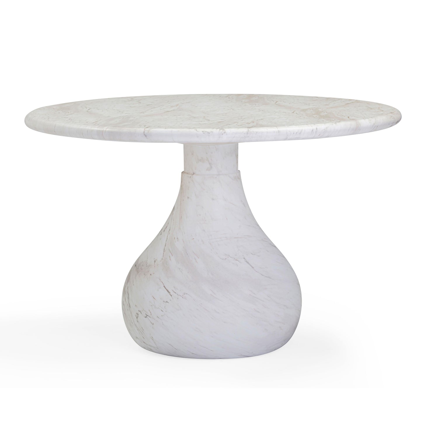 Smooch 47" Concrete Indoor/Outdoor Round Dining Table White Marble by Tov Furniture
