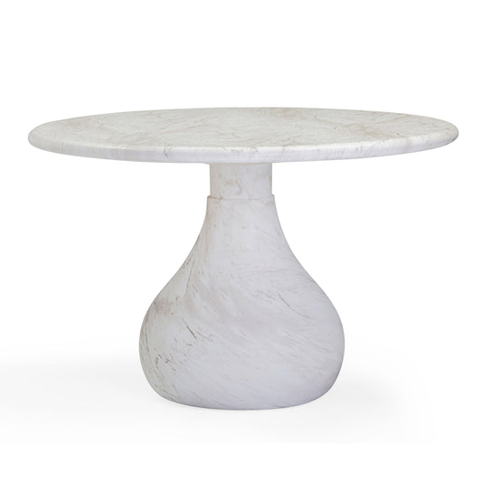 Smooch 47" Concrete Indoor/Outdoor Round Dining Table White Marble by Tov Furniture