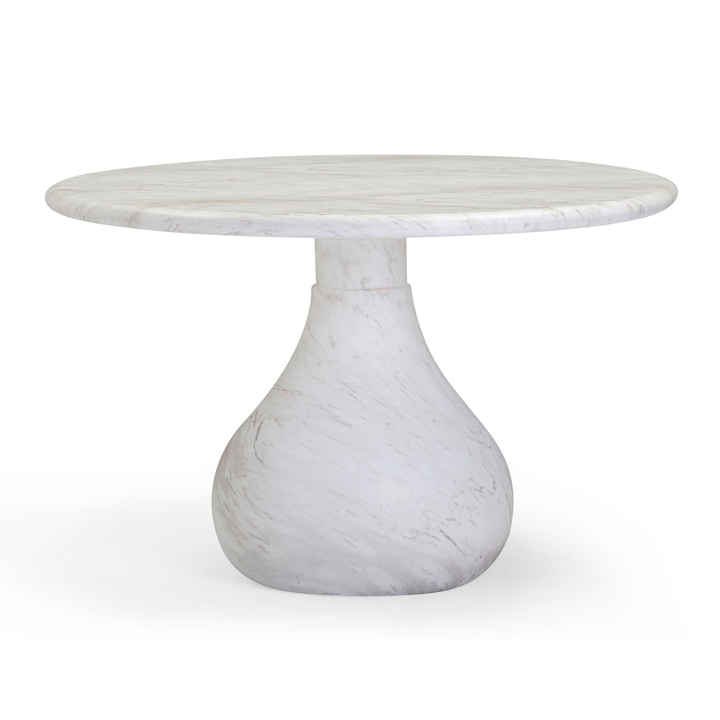 Smooch 47" Concrete Indoor/Outdoor Round Dining Table White Marble by Tov Furniture