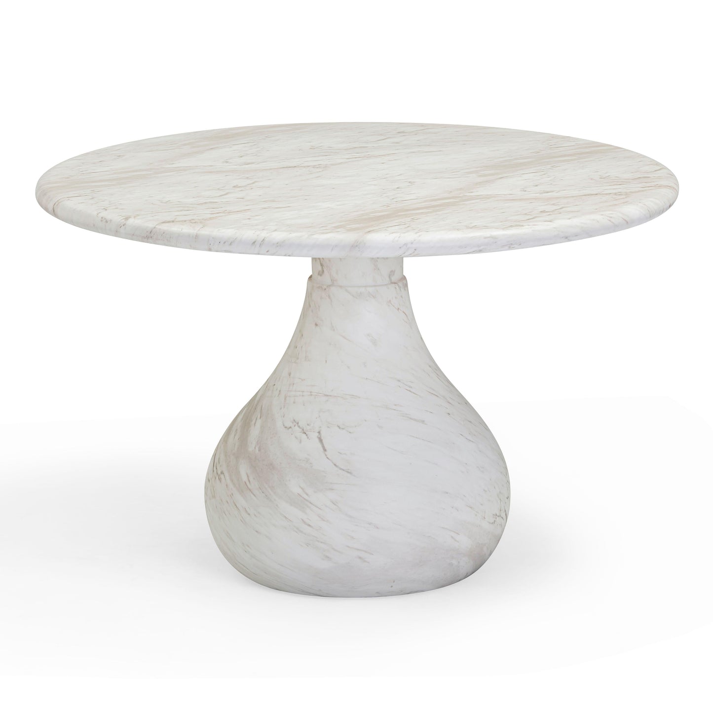 Smooch 47" Concrete Indoor/Outdoor Round Dining Table White Marble by Tov Furniture