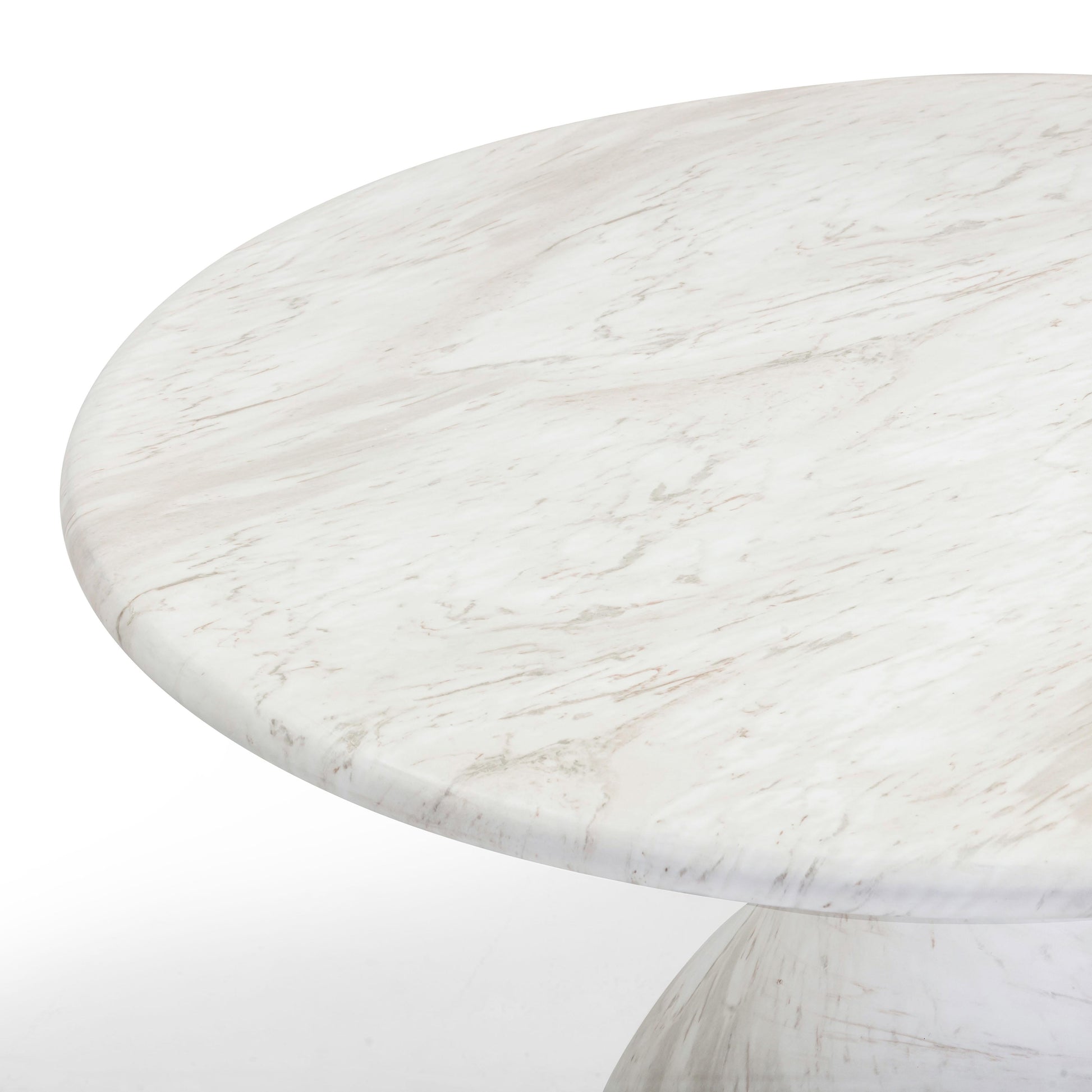 Smooch 47" Concrete Indoor/Outdoor Round Dining Table White Marble by Tov Furniture