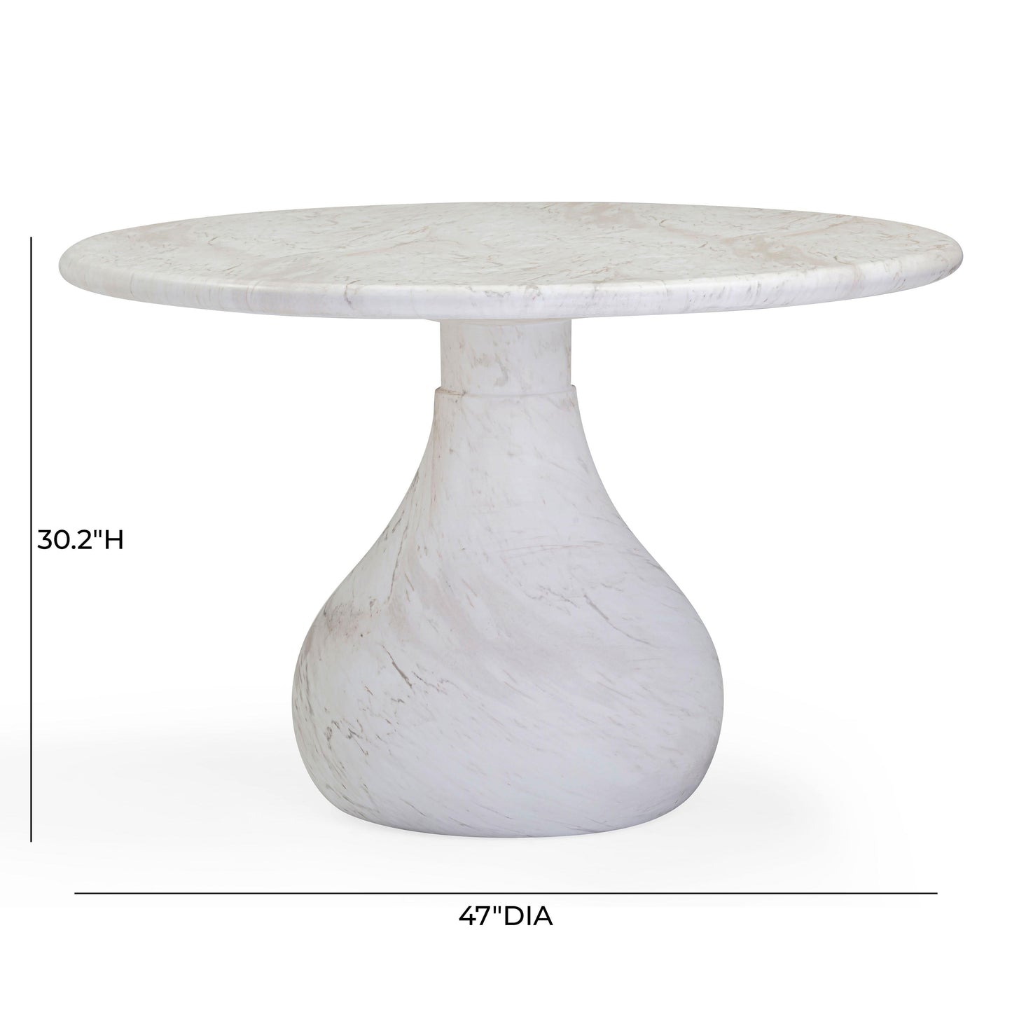 Smooch 47" Concrete Indoor/Outdoor Round Dining Table White Marble by Tov Furniture