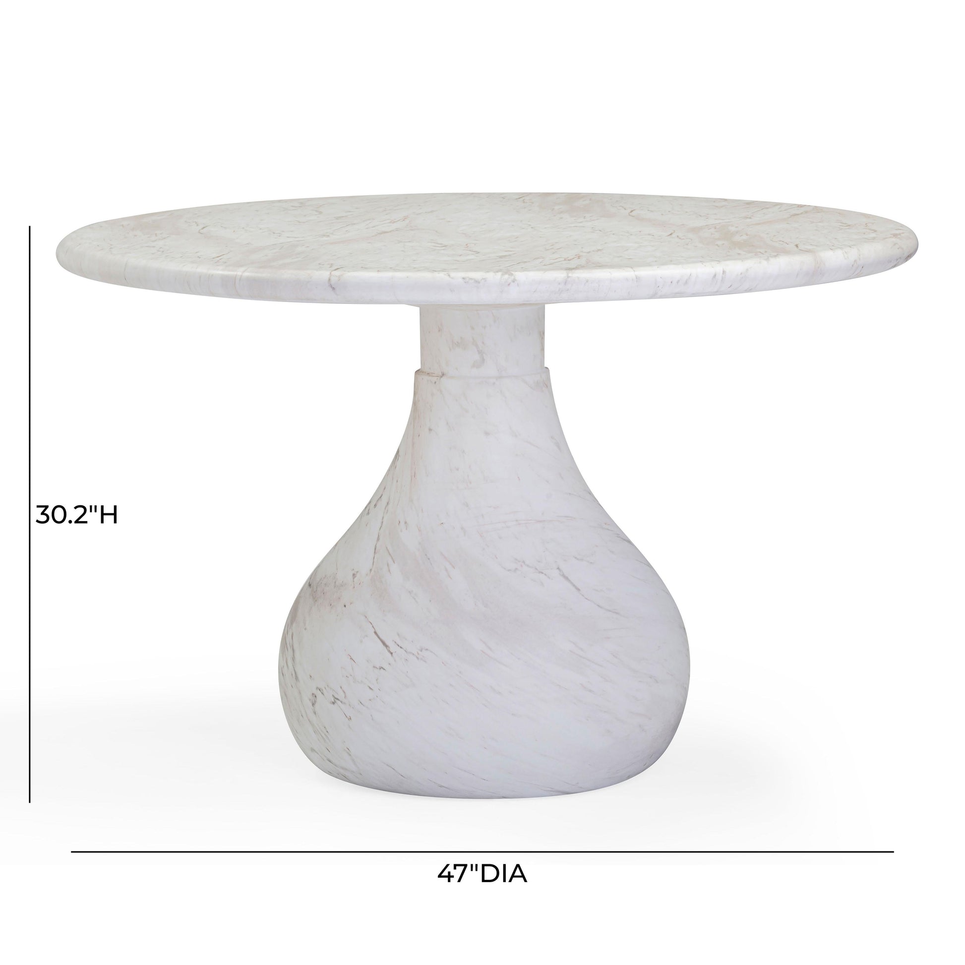Smooch 47" Concrete Indoor/Outdoor Round Dining Table White Marble by Tov Furniture