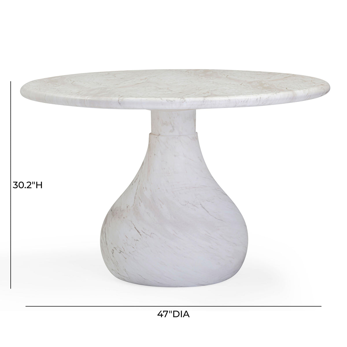 Smooch White Faux Marble Print Indoor/Outdoor 47" Round Dining Table by TOV Furniture – photo 7 of 8