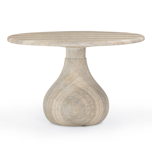 Smooch 47" Concrete Indoor/Outdoor Round Dining Table Travertine by Tov Furniture
