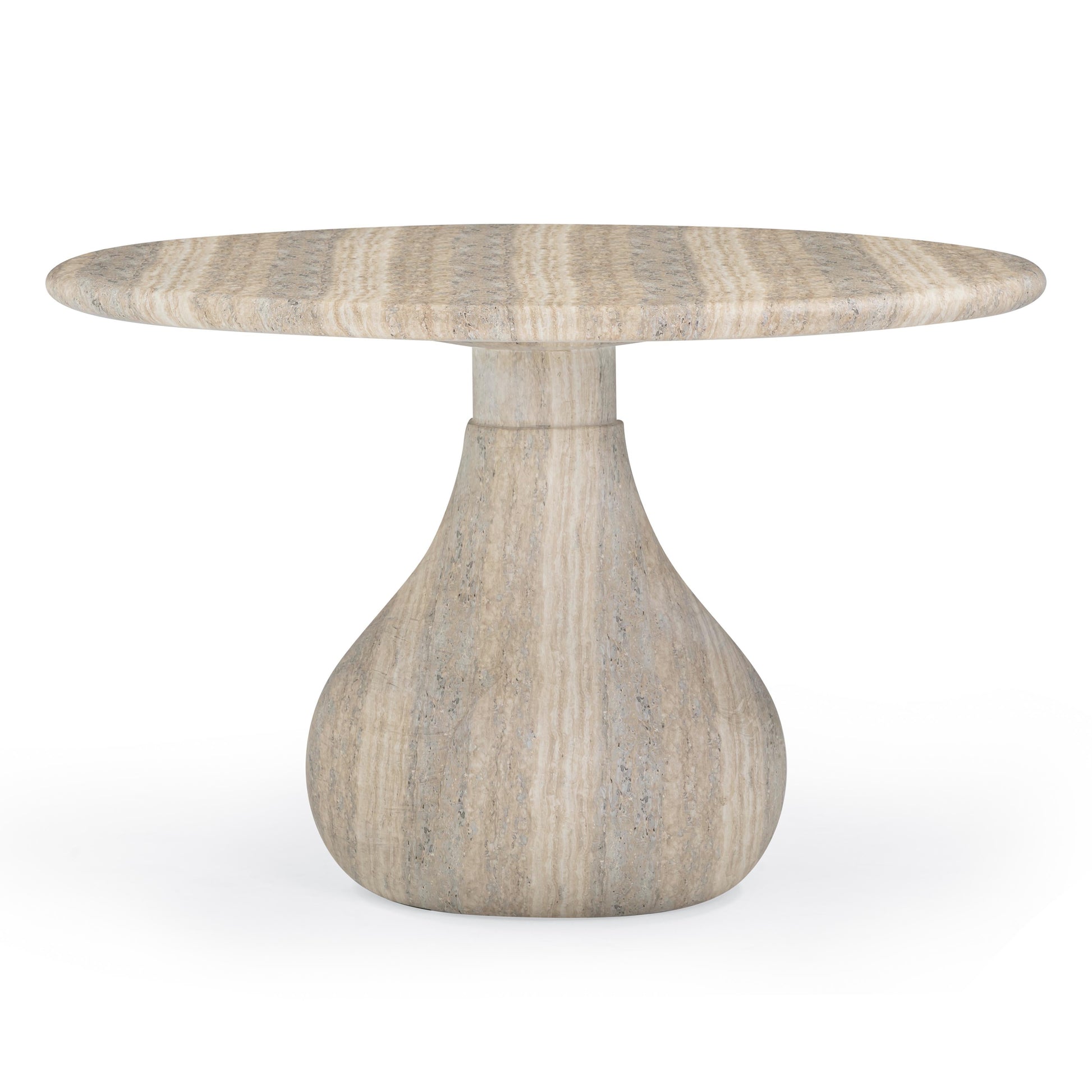 Smooch 47" Concrete Indoor/Outdoor Round Dining Table Travertine by Tov Furniture