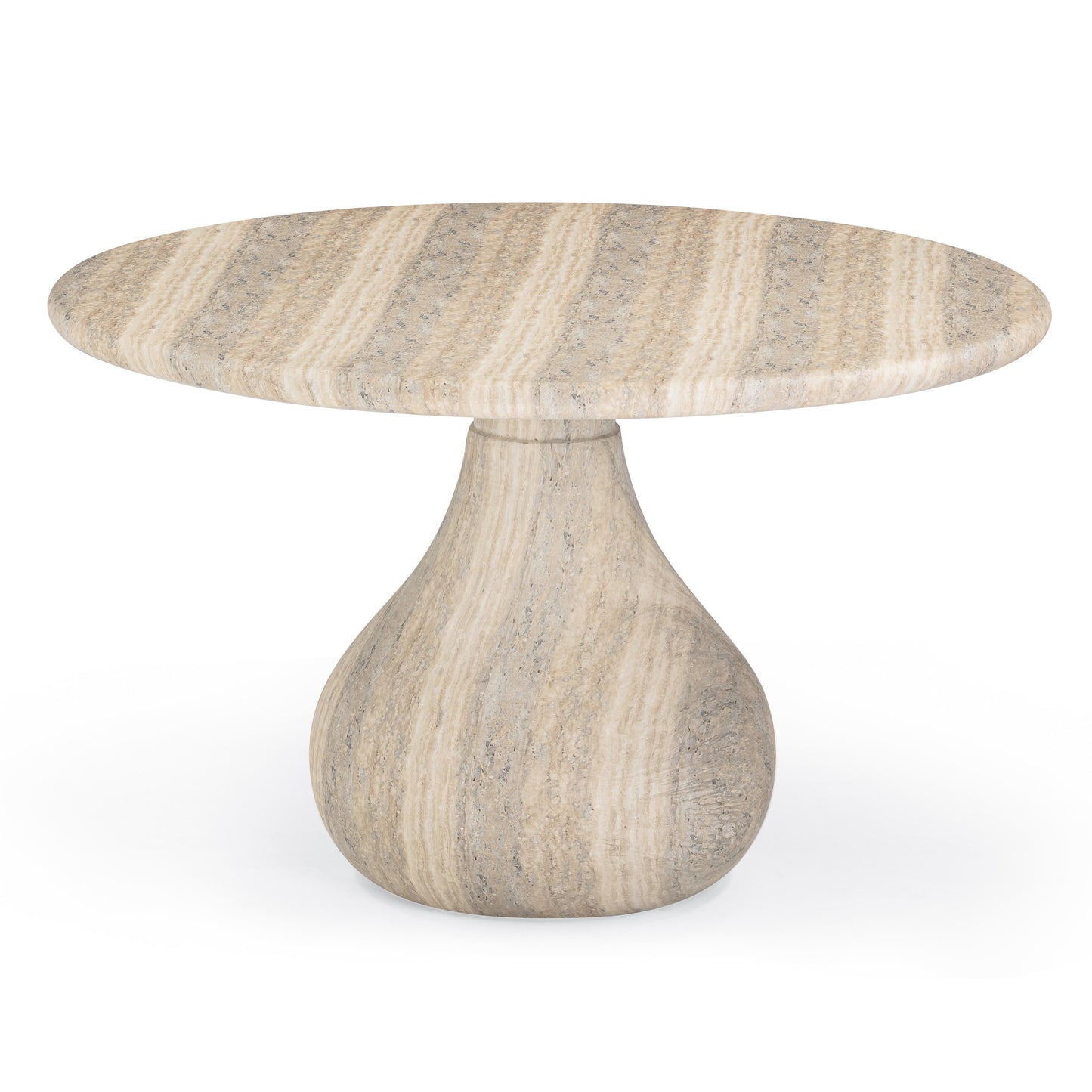 Smooch 47" Concrete Indoor/Outdoor Round Dining Table Travertine by Tov Furniture