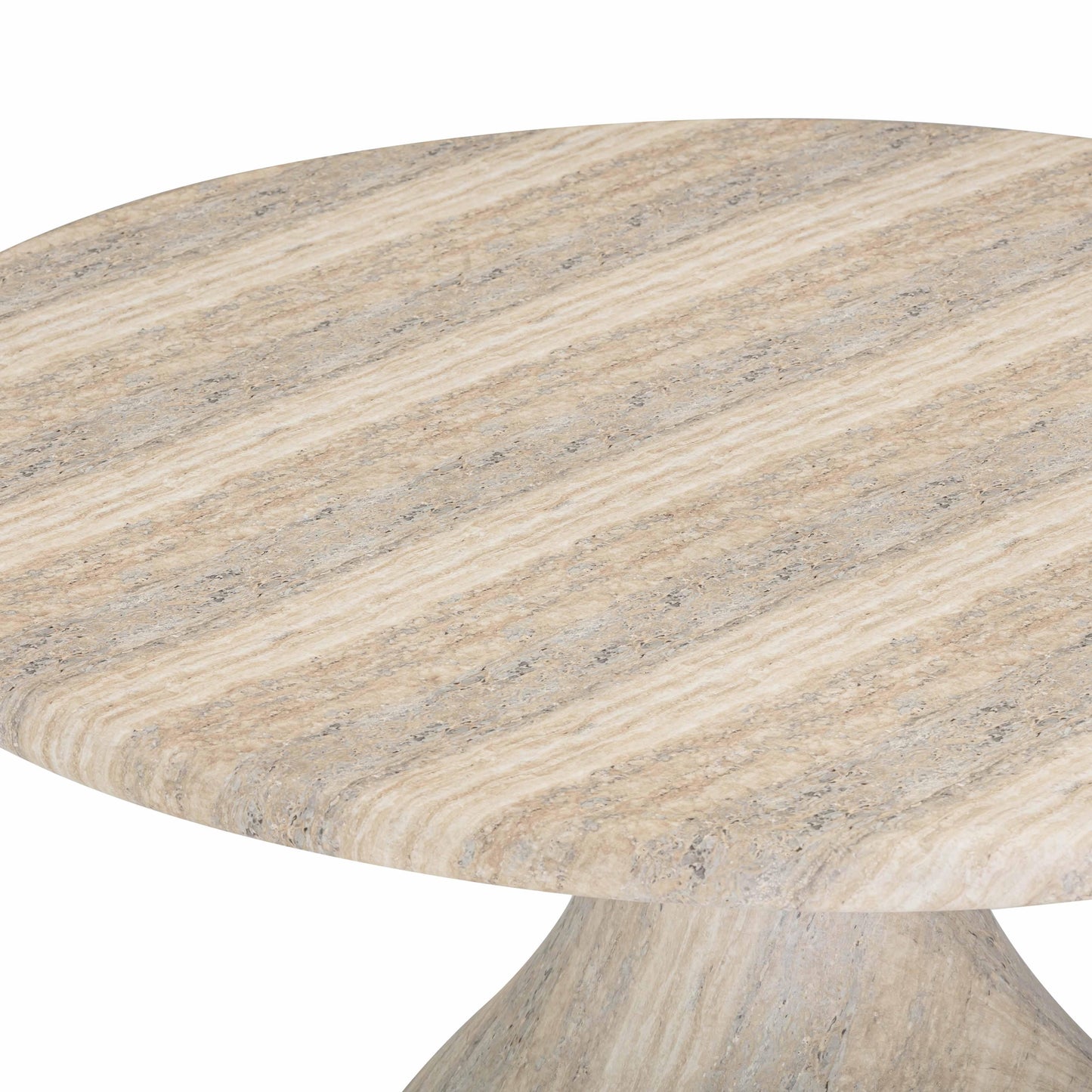 Smooch 47" Concrete Indoor/Outdoor Round Dining Table Travertine by Tov Furniture