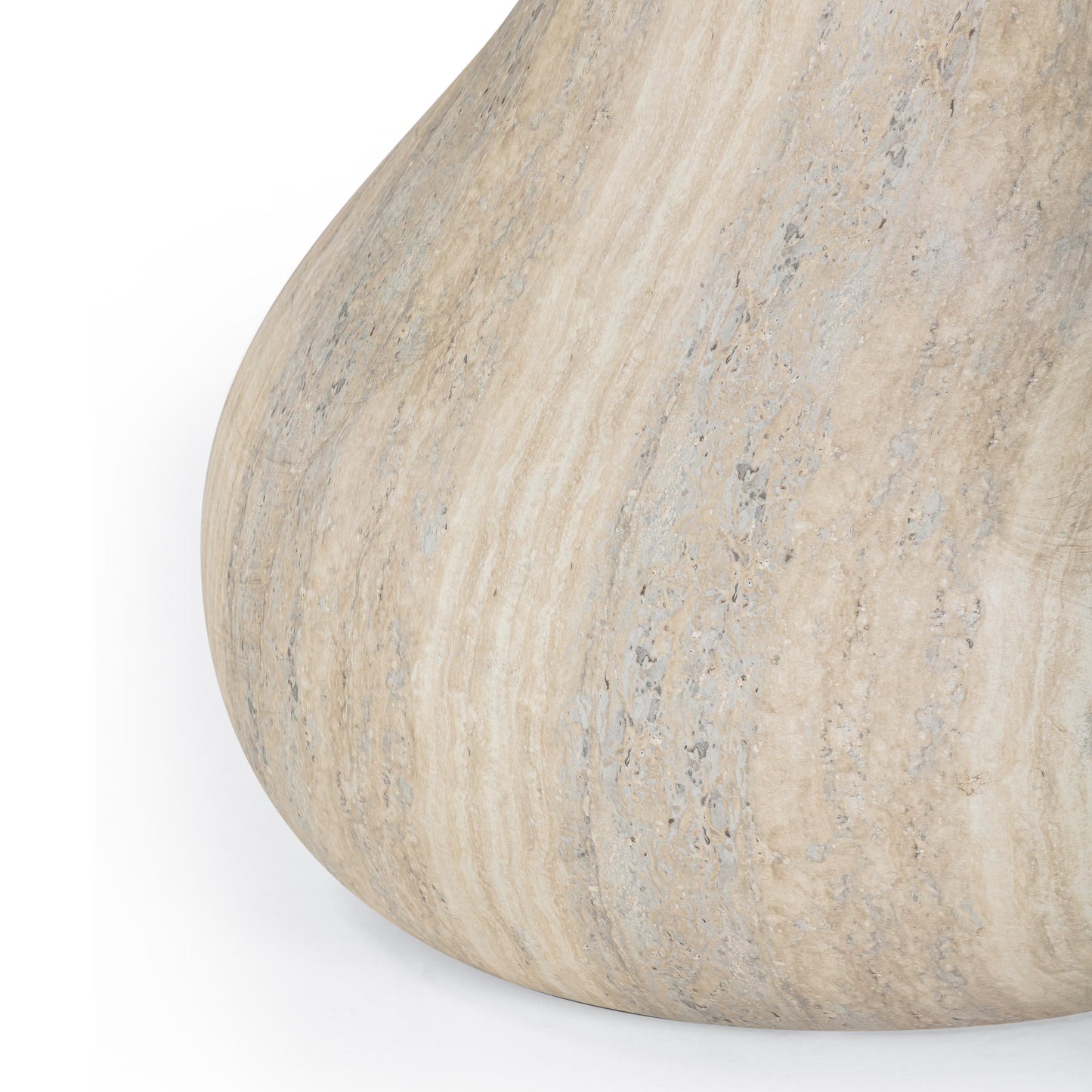 Smooch 47" Concrete Indoor/Outdoor Round Dining Table Travertine by Tov Furniture
