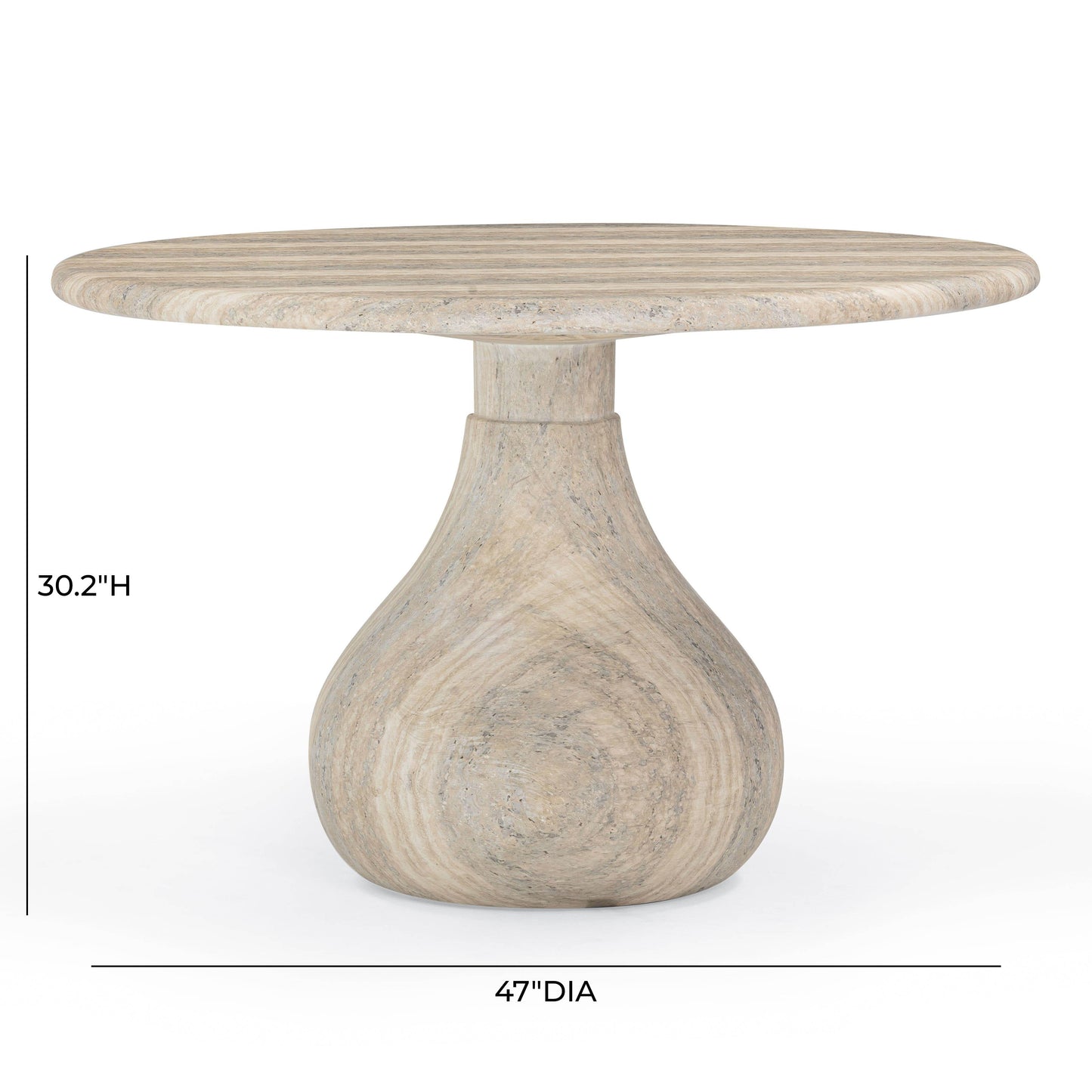 Smooch 47" Concrete Indoor/Outdoor Round Dining Table Travertine by Tov Furniture