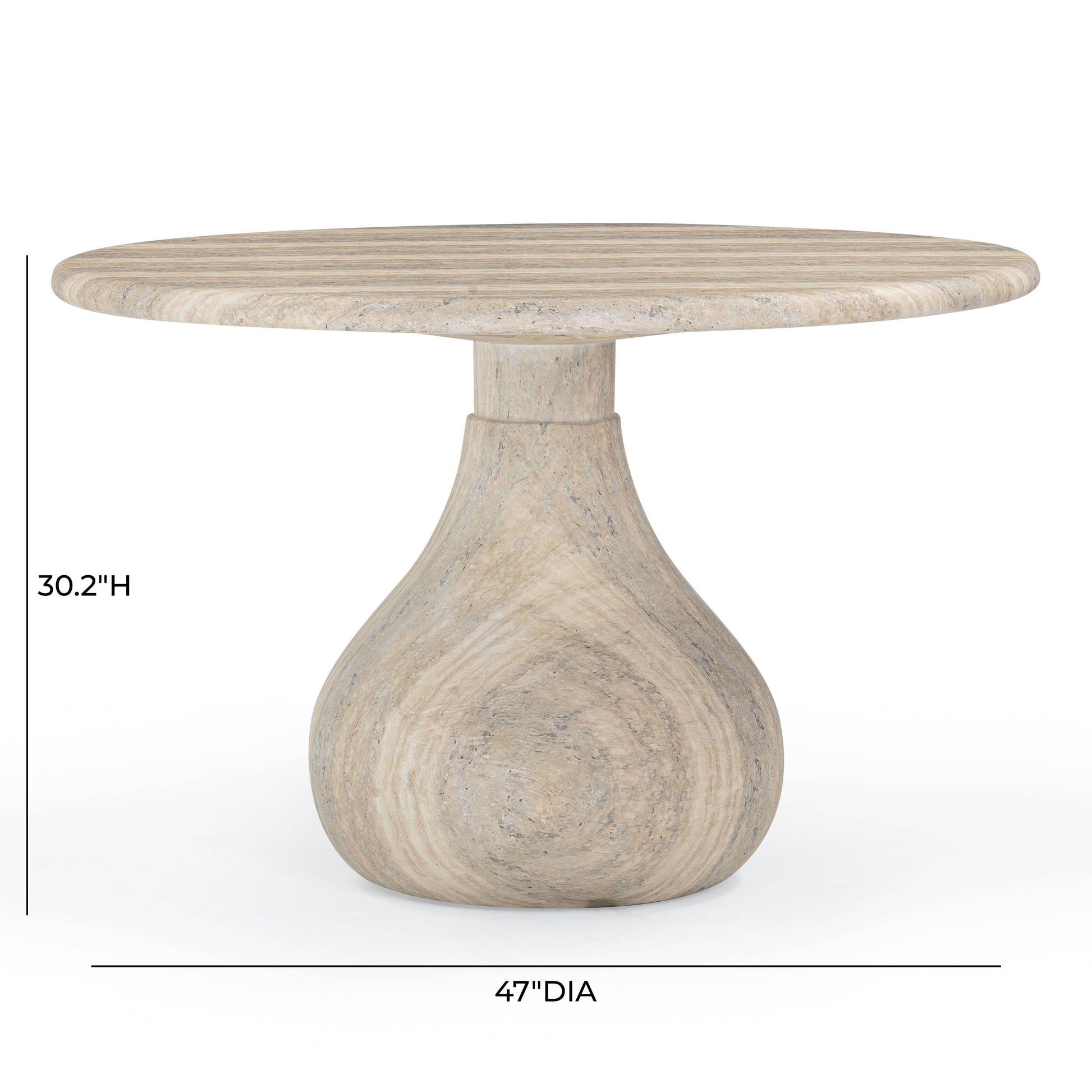Smooch 47" Concrete Indoor/Outdoor Round Dining Table Travertine by Tov Furniture