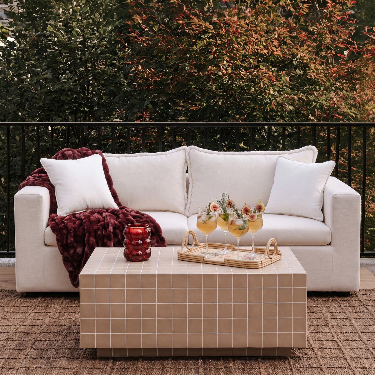 Salty 85" Cream Performance Petite Boucle Outdoor Sofa by TOV Furniture – photo 2 of 7