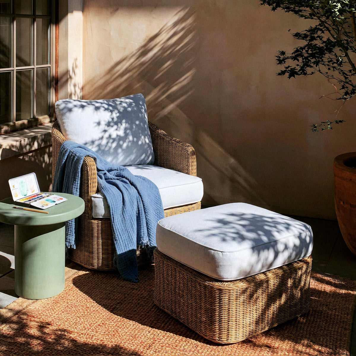 Axel Blue Boucle Outdoor Accent Chair by TOV Furniture – photo 2 of 7