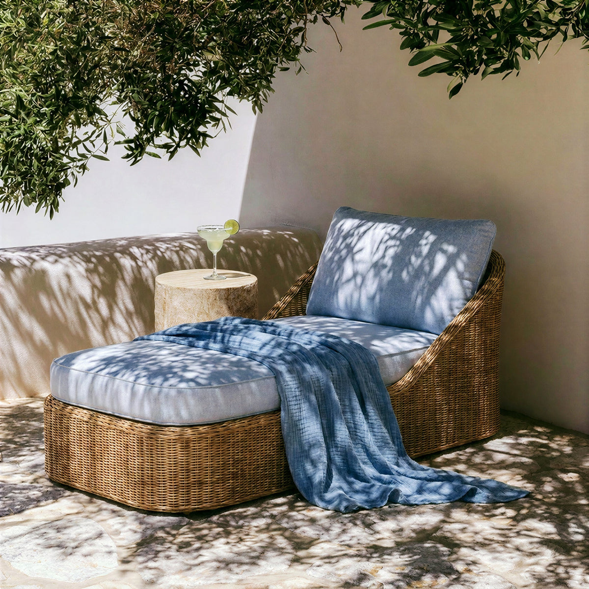 Axel Blue Boucle Outdoor Lounge Chair by TOV Furniture – photo 2 of 7