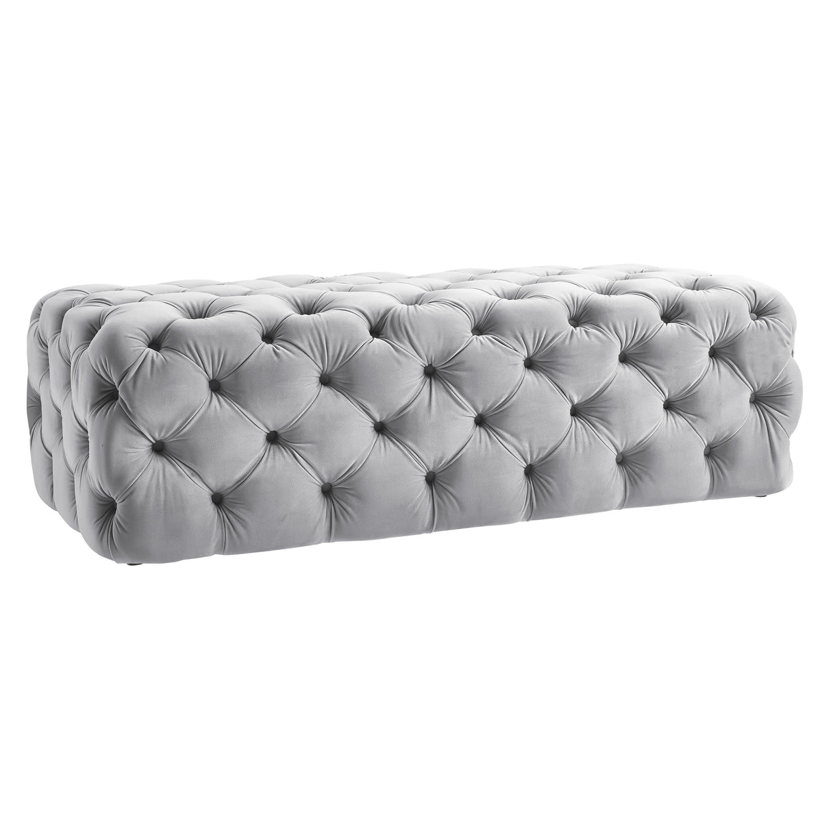 Kaylee Grey Performance Velvet Tufted Jumbo Ottoman by TOV Furniture – photo 1 of 6