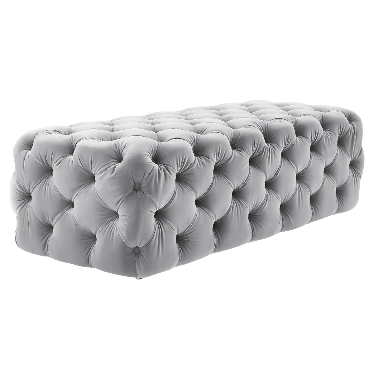 Kaylee Grey Performance Velvet Tufted Jumbo Ottoman by TOV Furniture – photo 3 of 6