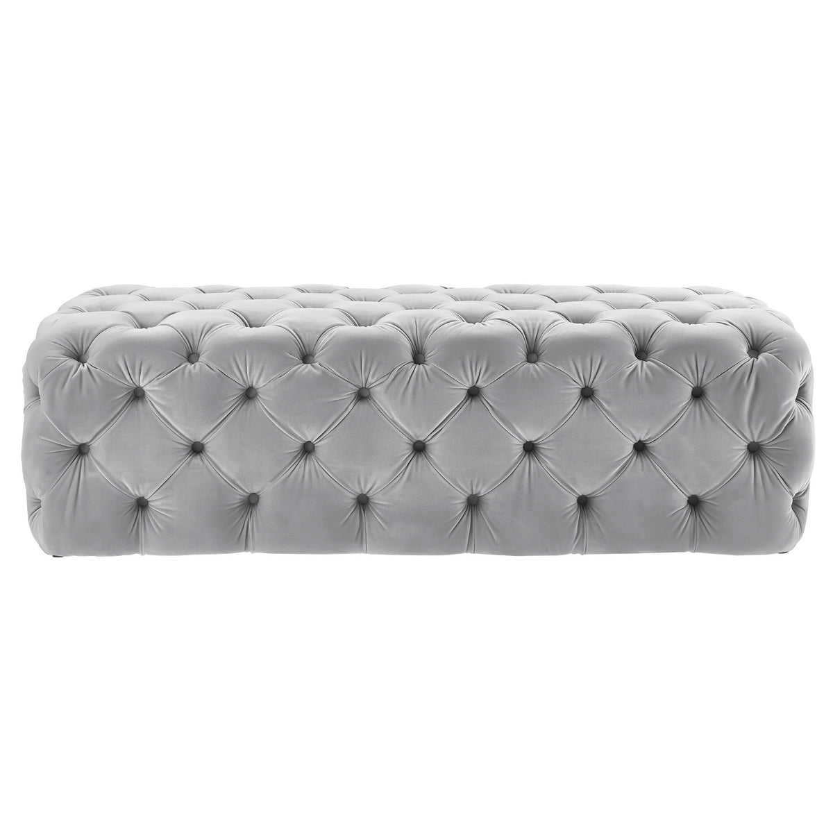 Kaylee Grey Performance Velvet Tufted Jumbo Ottoman by TOV Furniture – photo 4 of 6