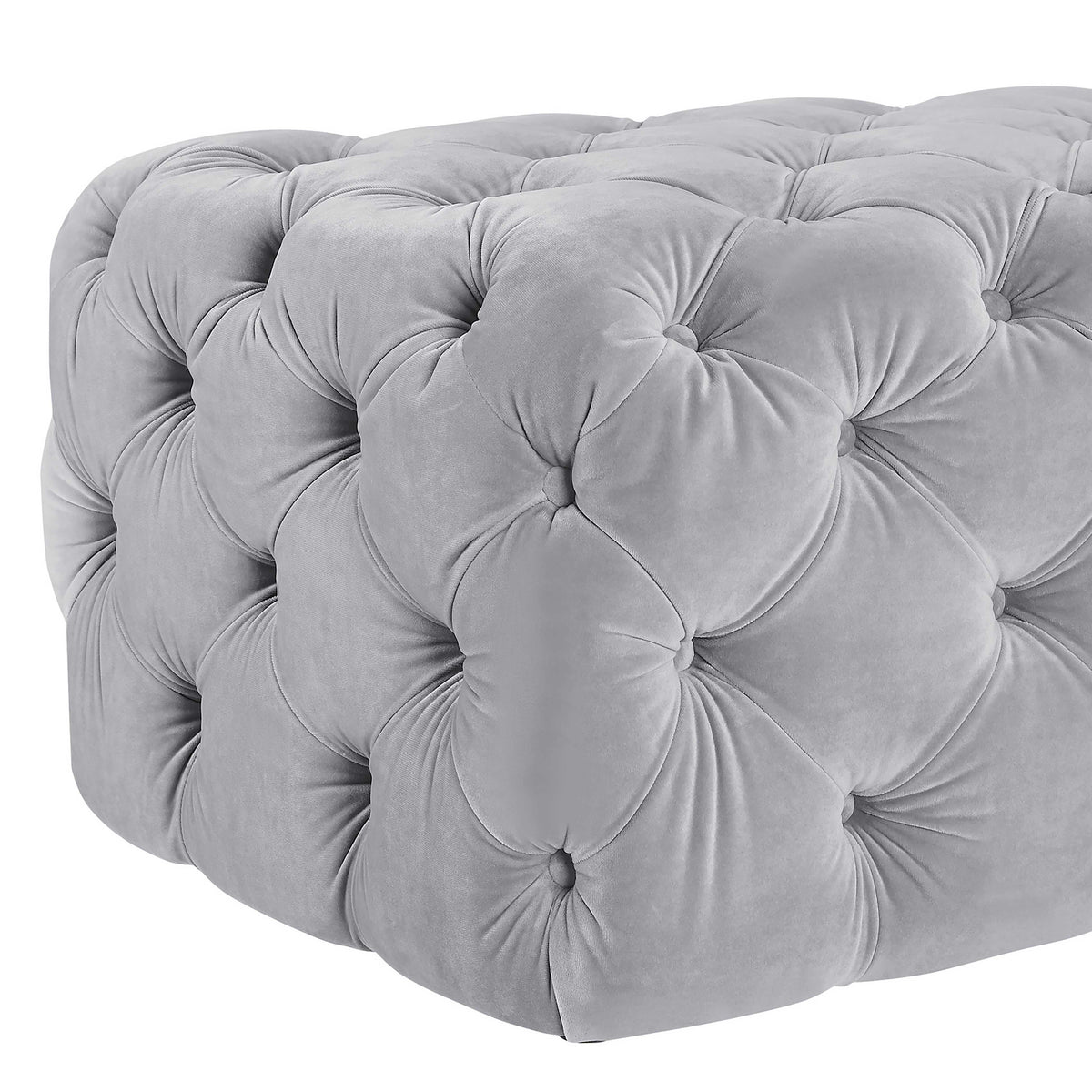 Kaylee Grey Performance Velvet Tufted Jumbo Ottoman by TOV Furniture – photo 5 of 6