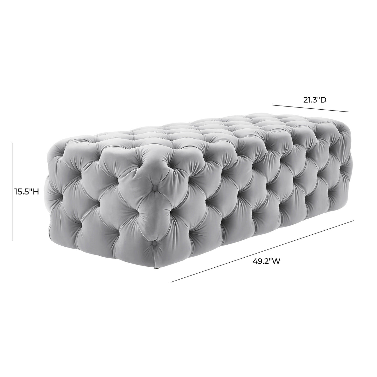 Kaylee Grey Performance Velvet Tufted Jumbo Ottoman by TOV Furniture – photo 6 of 6