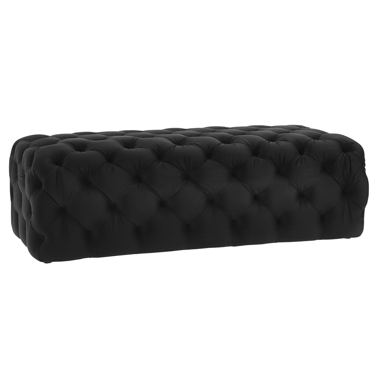 Kaylee Black Performance Velvet Tufted Jumbo Ottoman by TOV Furniture – photo 1 of 6
