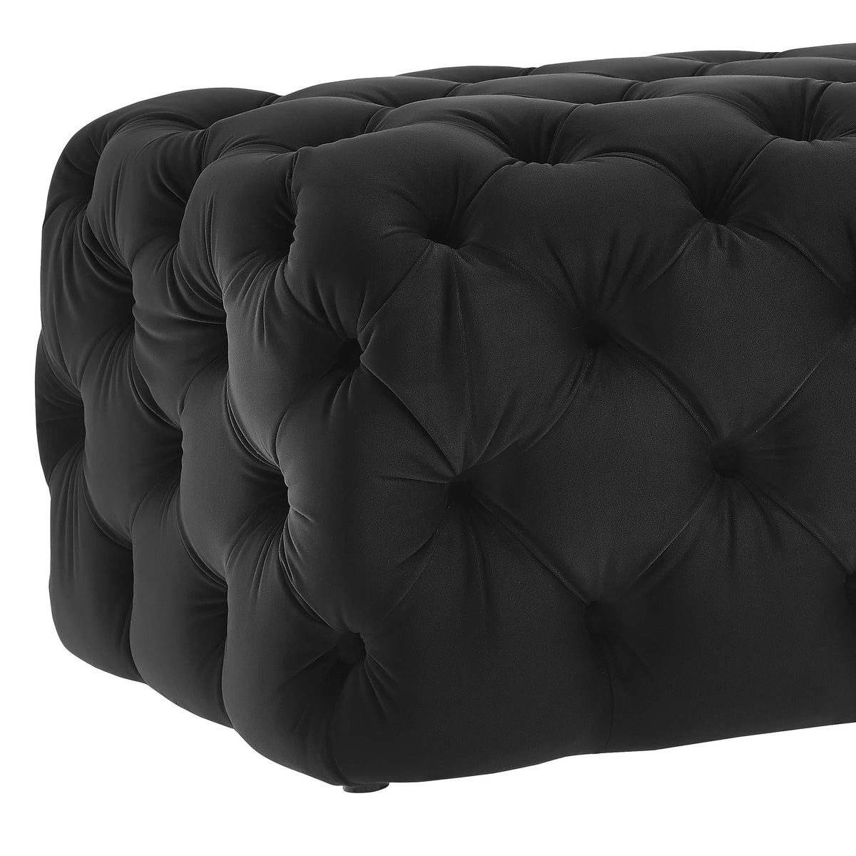 Kaylee Black Performance Velvet Tufted Jumbo Ottoman by TOV Furniture – photo 5 of 6