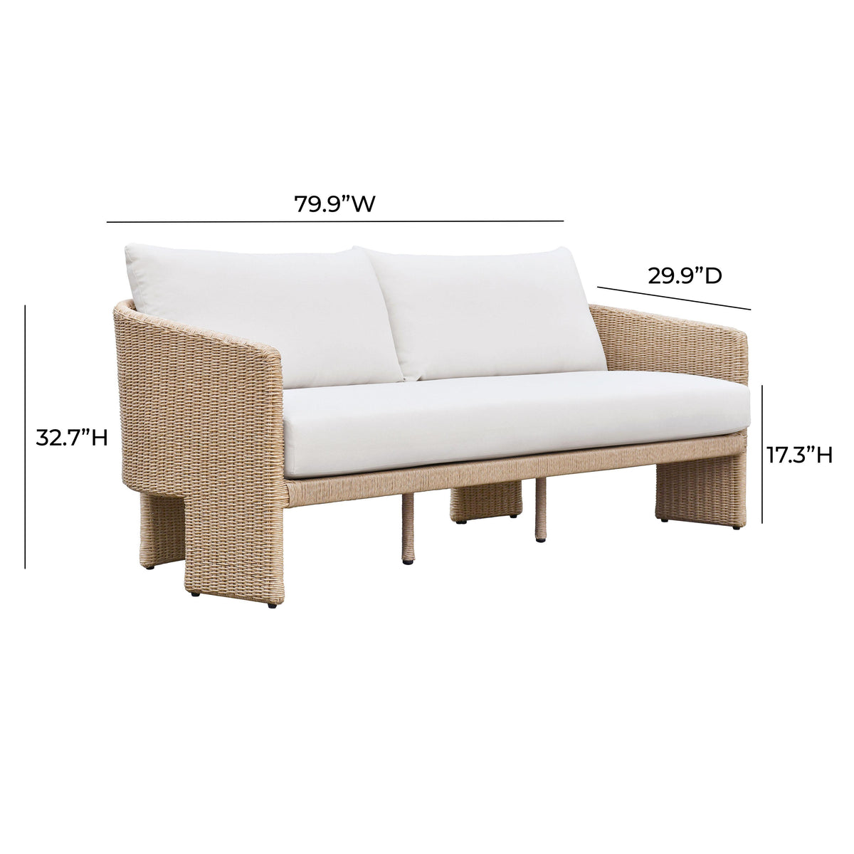 Alexa Cream Performance Fabric Outdoor Sofa by TOV Furniture – photo 7 of 8