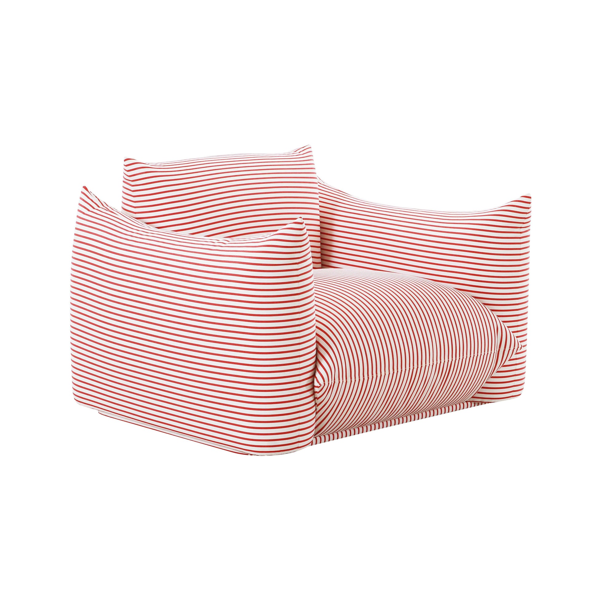 Saint Tropez Striped Stuffed Indoor/Outdoor Armchair Red by Tov Furniture
