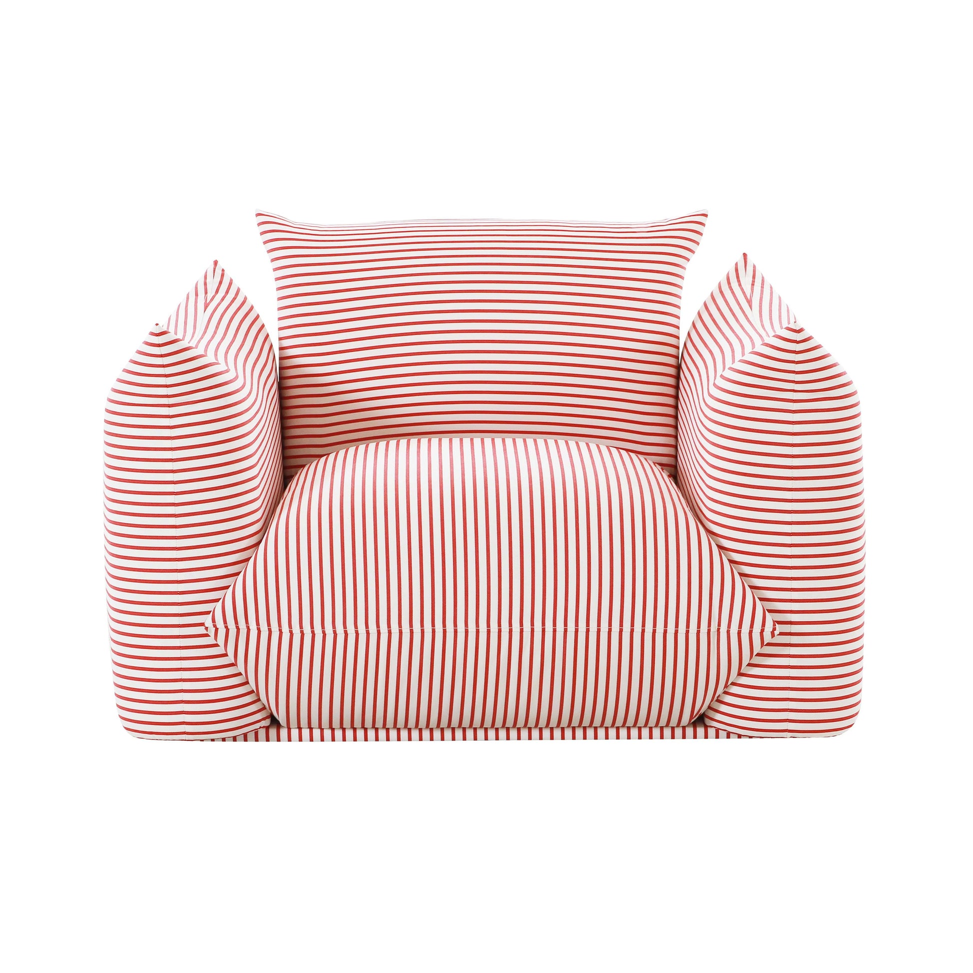 Saint Tropez Striped Stuffed Indoor/Outdoor Armchair Red by Tov Furniture