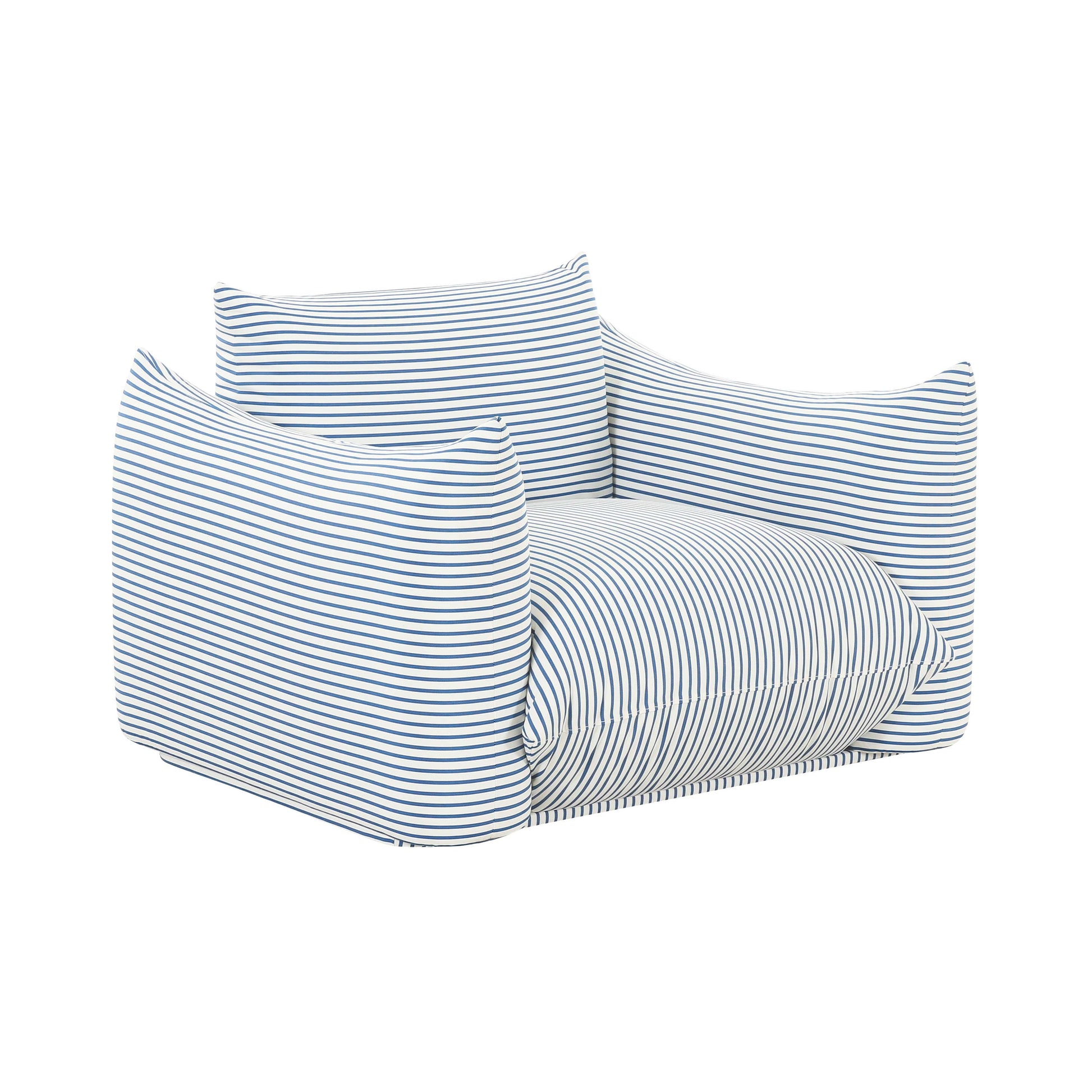 Saint Tropez Striped Stuffed Indoor/Outdoor Armchair Blue by Tov Furniture