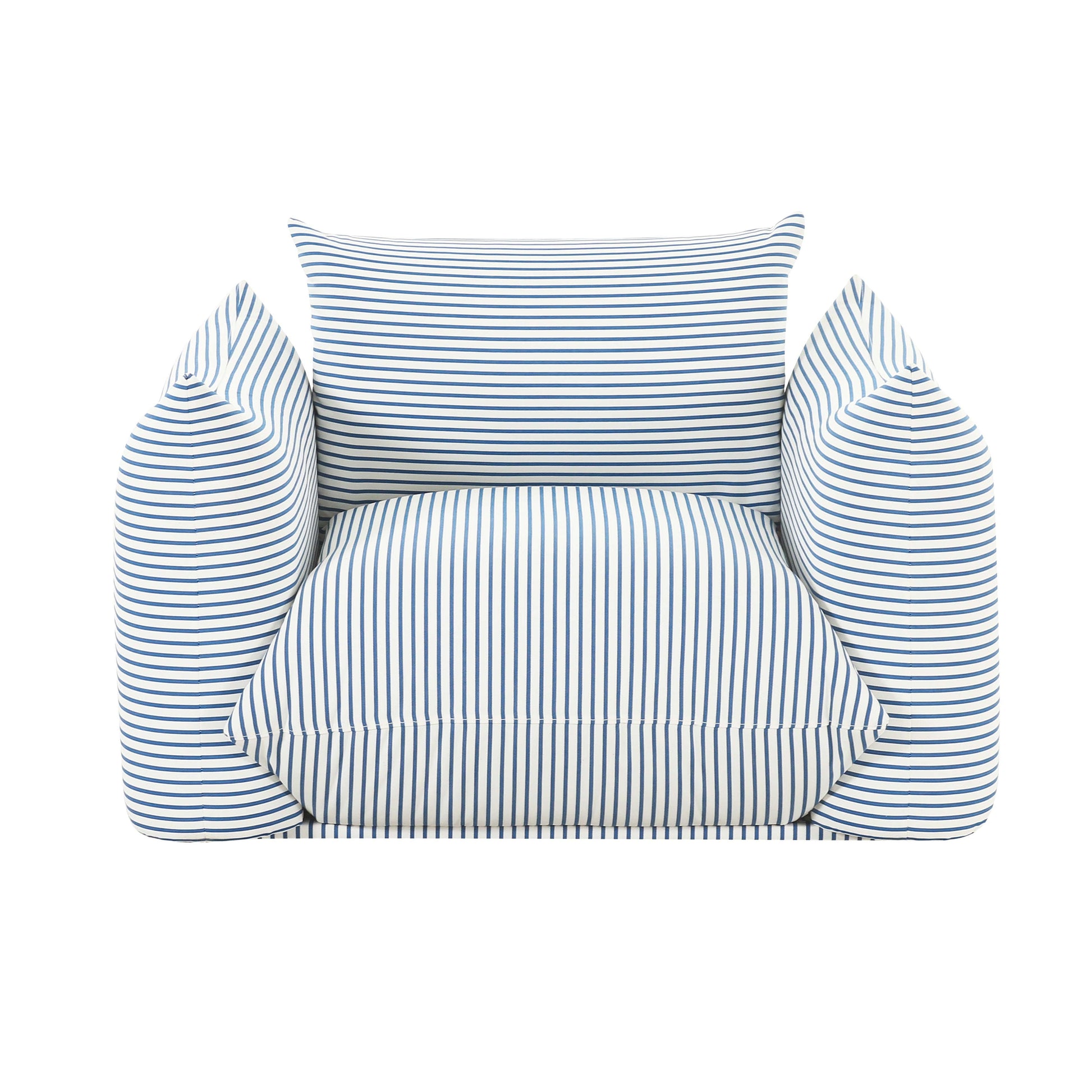 Saint Tropez Striped Stuffed Indoor/Outdoor Armchair Blue by Tov Furniture