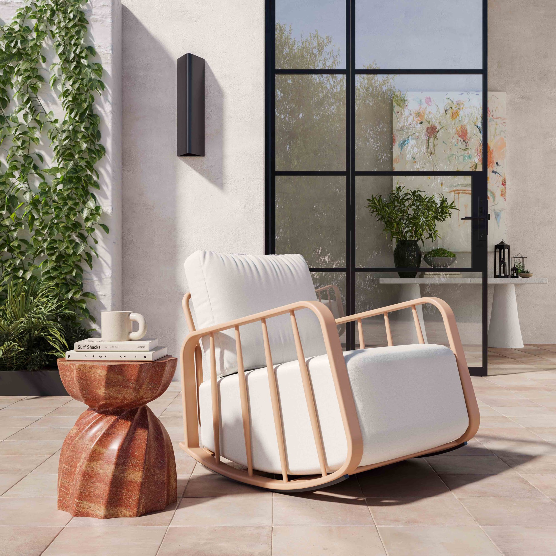 Violette Outdoor Rocking Chair Terracotta by Tov Furniture