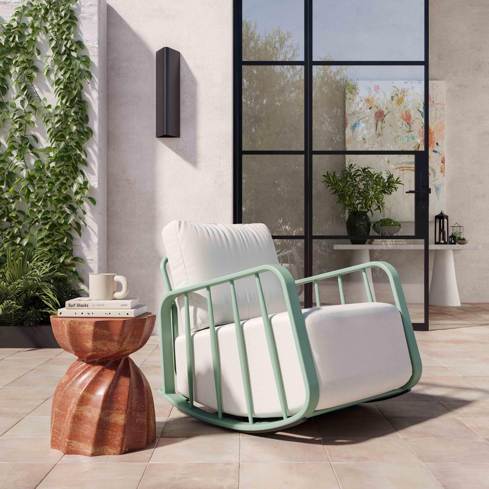Violette Outdoor Rocking Chair Mint Green by Tov Furniture